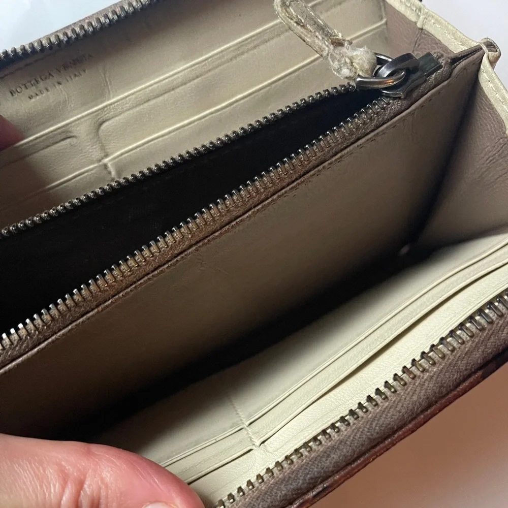 SOLD ❌ Bottega Veneta long wallet repainted rustic project leather brown - Picture 9 of 13